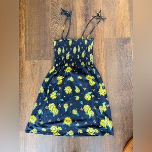 Charming Sunflower Women's Dress in Black and Yellow